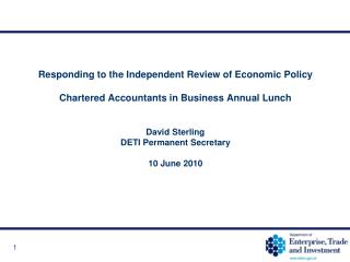 Responding to the Independent Review of Economic Policy