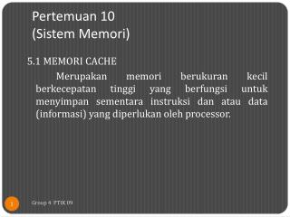 Pertemuan 10 ( Sistem Memori )