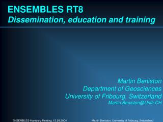 ENSEMBLES RT8 Dissemination, education and training