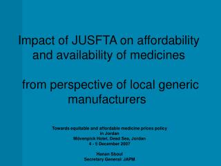 Towards equitable and affordable medicine prices policy in Jordan