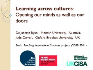 Learning across cultures : Opening our minds as well as our doors