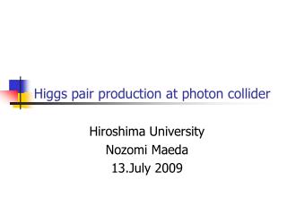 Higgs pair production at photon collider
