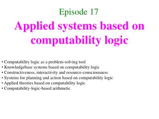 Applied systems based on computability logic