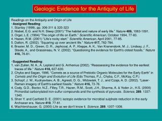 Geologic Evidence for the Antiquity of Life