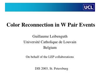 Color R econnection in W Pair Events