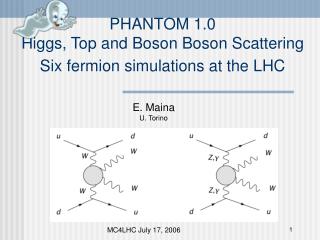 PHANTOM 1.0 Higgs, Top and Boson Boson Scattering Six fermion simulations at the LHC