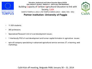 CaSA Kick off meeting, Belgrade FABU January 30 – 31. 2014