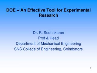 DOE – An Effective Tool for Experimental Research