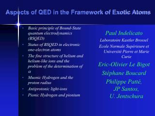 Aspects of QED in the Framework of Exotic Atoms