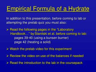 formula empirical chloride copper hydrate determining ppt powerpoint presentation burners gain practical bunsen lab experience point