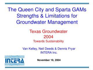 The Queen City and Sparta GAMs Strengths &amp; Limitations for Groundwater Management