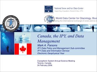 Canada, the IPY, and Data Management