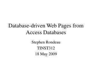 Database-driven Web Pages from Access Databases