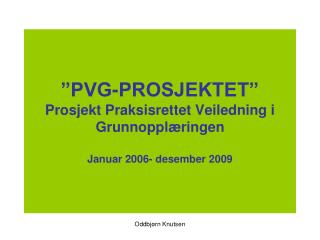 ”PVG-PROSJEKTET” Prosjekt Praksisrettet Veiledning i Grunnopplæringen Januar 2006- desember 2009