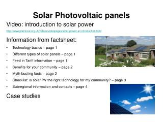 Solar Photovoltaic panels