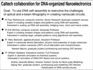 The Caltech DNA-nanoelectronics team