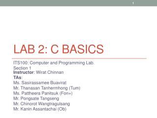 Lab 2: C Basics
