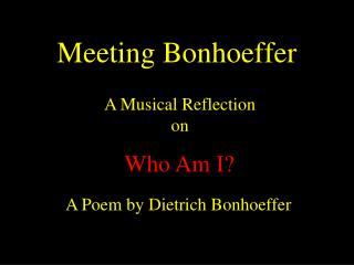 Meeting Bonhoeffer