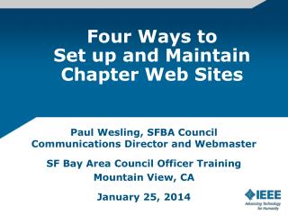 Four Ways to Set up and Maintain Chapter Web Sites