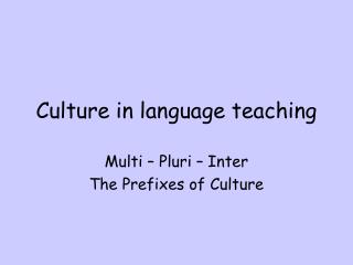 Culture in language teaching