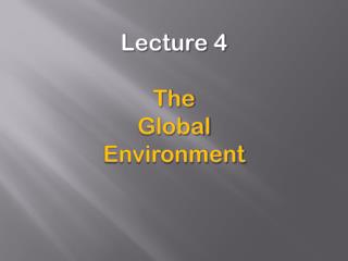 Lecture 4 The Global Environment