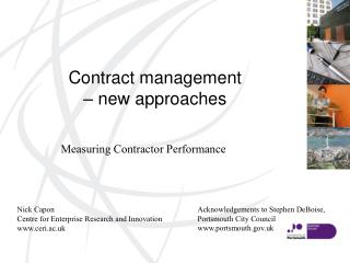 Contract management – new approaches