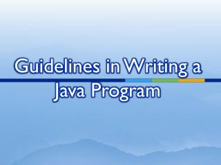 Guidelines in Writing a Java Program