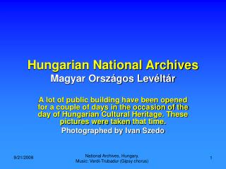 Hungarian National Archives Magyar Országos Levéltár