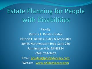 Estate Planning for People with Disabilities