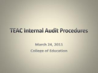 TEAC Internal Audit Procedures