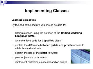 Implementing Classes
