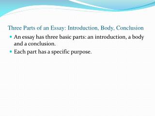 Three Parts of an Essay: Introduction, Body, Conclusion