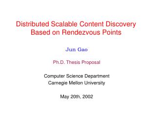 Distributed Scalable Content Discovery Based on Rendezvous Points