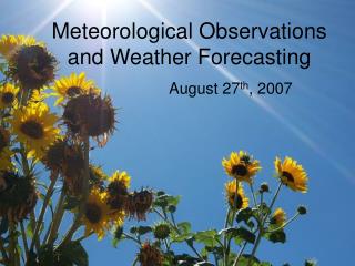 Meteorological Observations and Weather Forecasting