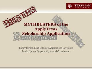 MYTHBUSTERS of the ApplyTexas Scholarship Application