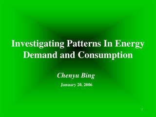 Investigating Patterns In Energy Demand and Consumption