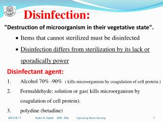 Disinfection: