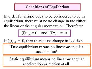Conditions of Equilibrium