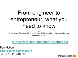 From engineer to entrepreneur: what you need to know