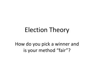 Election Theory