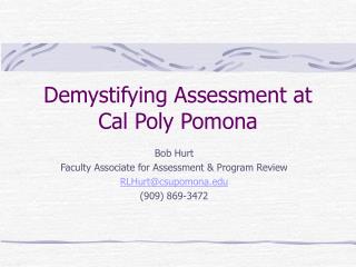 Demystifying Assessment at Cal Poly Pomona