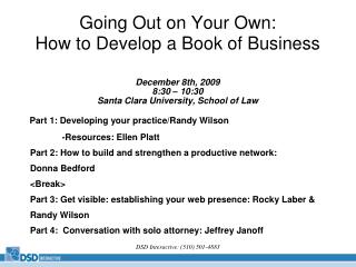 Going Out on Your Own: How to Develop a Book of Business