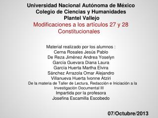 Universidad Nacional Autónoma de México Colegio de Ciencias y Humanidades Plantel Vallejo