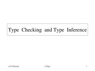 Type Checking and Type Inference