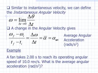 Average Angular Acceleration (rads/s 2 )