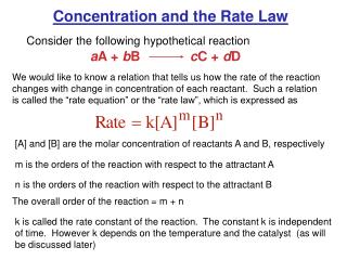 Concentration and the Rate Law