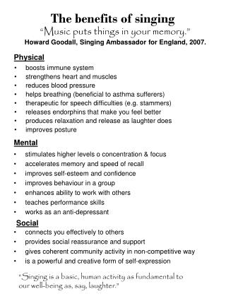 The benefits of singing