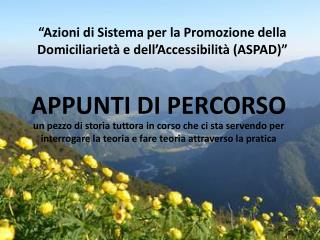 “ Azioni di Sistema per la Promozione della Domiciliarietà e dell ’ Accessibilità (ASPAD) ”