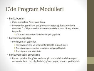 C’de Program Modülleri