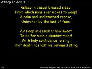 Asleep In Jesus